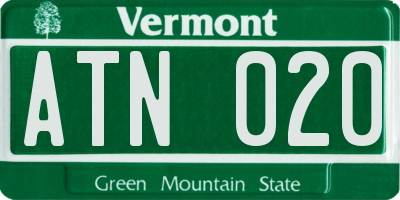VT license plate ATN020