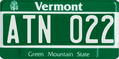 VT license plate ATN022