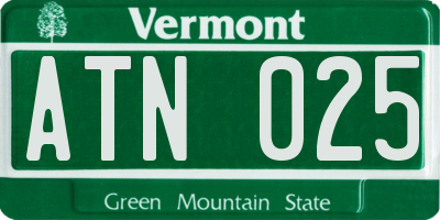 VT license plate ATN025