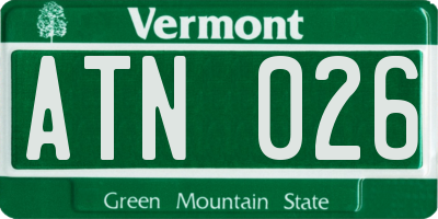 VT license plate ATN026