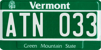 VT license plate ATN033