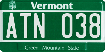 VT license plate ATN038