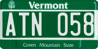 VT license plate ATN058