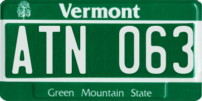 VT license plate ATN063