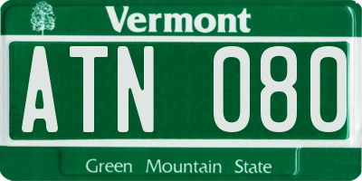 VT license plate ATN080