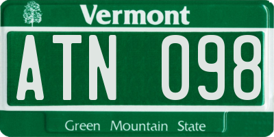 VT license plate ATN098