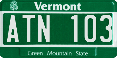 VT license plate ATN103