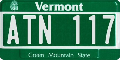 VT license plate ATN117