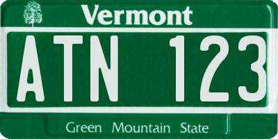 VT license plate ATN123
