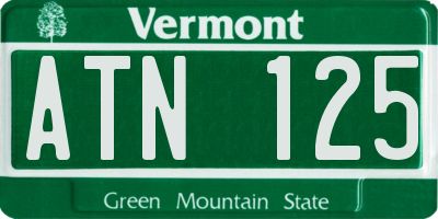 VT license plate ATN125