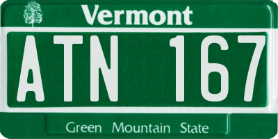 VT license plate ATN167