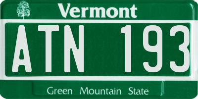 VT license plate ATN193