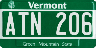 VT license plate ATN206