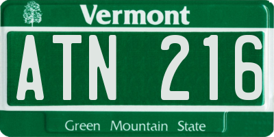 VT license plate ATN216