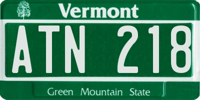 VT license plate ATN218