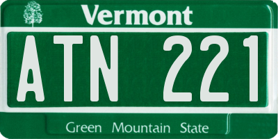 VT license plate ATN221
