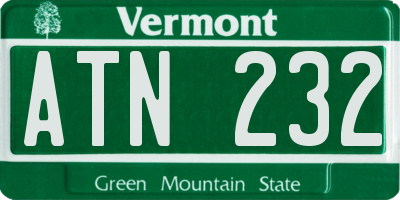 VT license plate ATN232