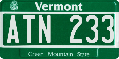 VT license plate ATN233