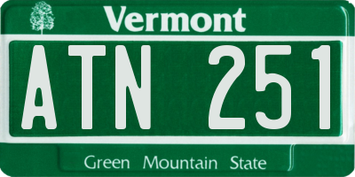 VT license plate ATN251