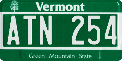 VT license plate ATN254