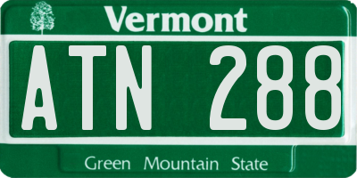 VT license plate ATN288