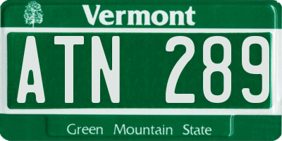 VT license plate ATN289