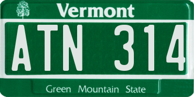 VT license plate ATN314
