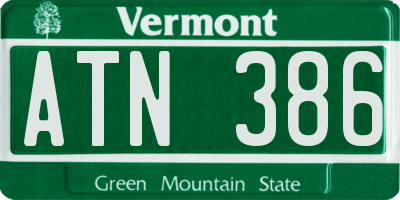 VT license plate ATN386