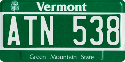 VT license plate ATN538
