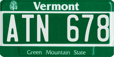 VT license plate ATN678