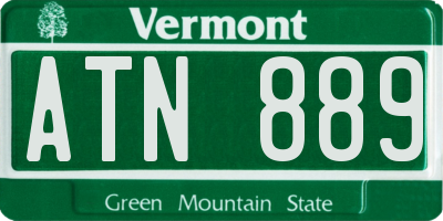VT license plate ATN889