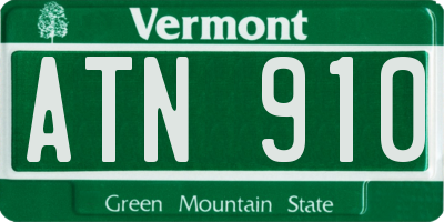VT license plate ATN910