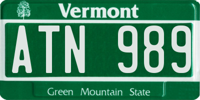 VT license plate ATN989