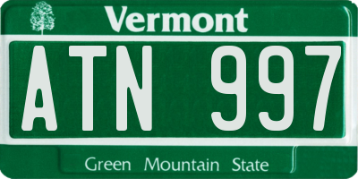 VT license plate ATN997