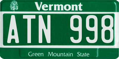 VT license plate ATN998