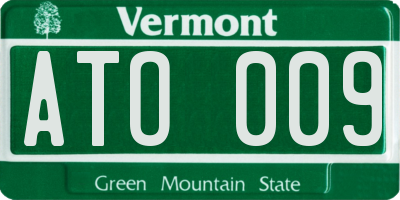 VT license plate ATO009