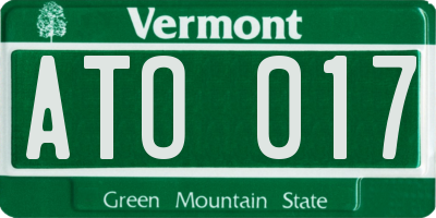 VT license plate ATO017