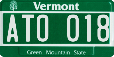 VT license plate ATO018
