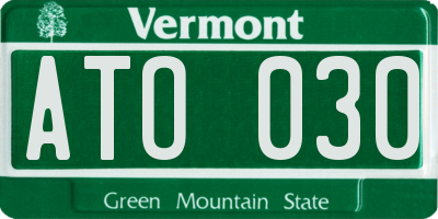 VT license plate ATO030