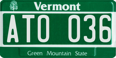 VT license plate ATO036