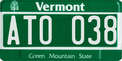 VT license plate ATO038