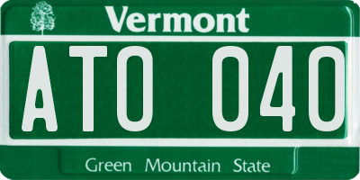 VT license plate ATO040