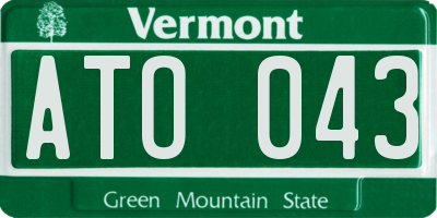 VT license plate ATO043