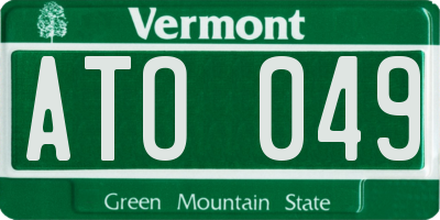 VT license plate ATO049