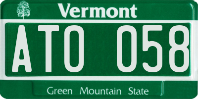 VT license plate ATO058
