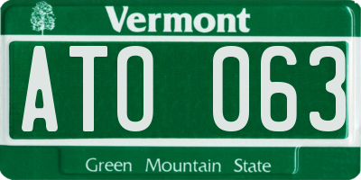 VT license plate ATO063