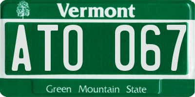 VT license plate ATO067