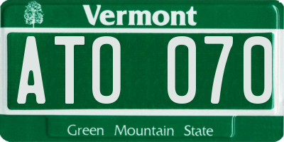 VT license plate ATO070