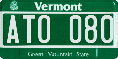 VT license plate ATO080