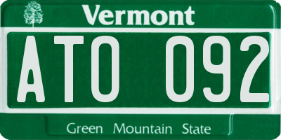 VT license plate ATO092
